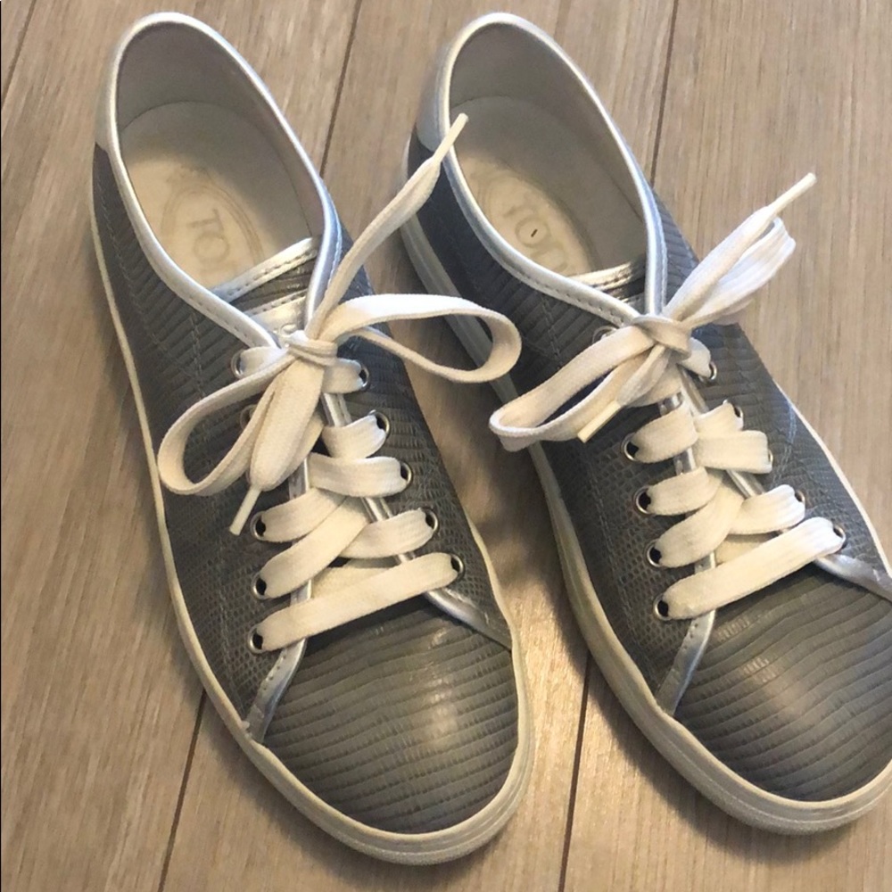 Tods silver sneakers